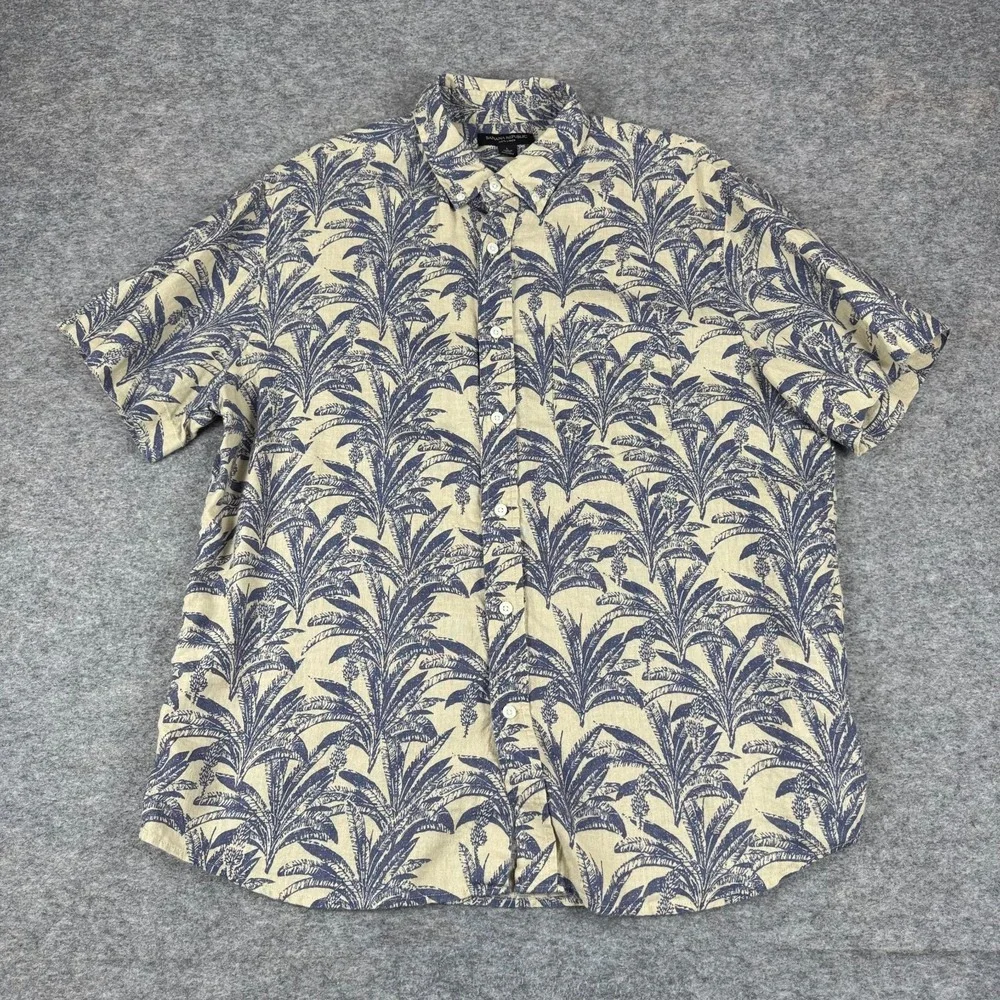 Banana Republic Linen Button Down Shirt Floral Pocket Mens Large L